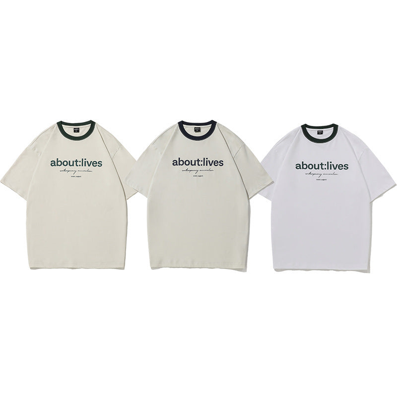 Simple Multicolor Printing Round Neck Short Sleeve T-shirt For Men